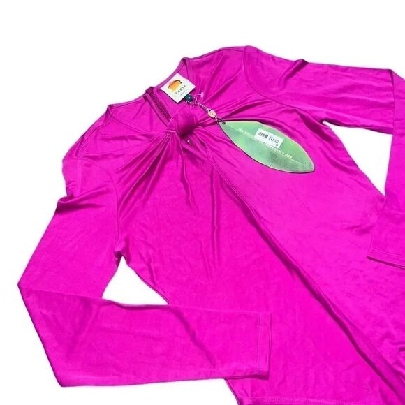 NWT women’s FARM RIO X ANTHROPOLOGIE pink long sleeve body suit size medium - Picture 5 of 13